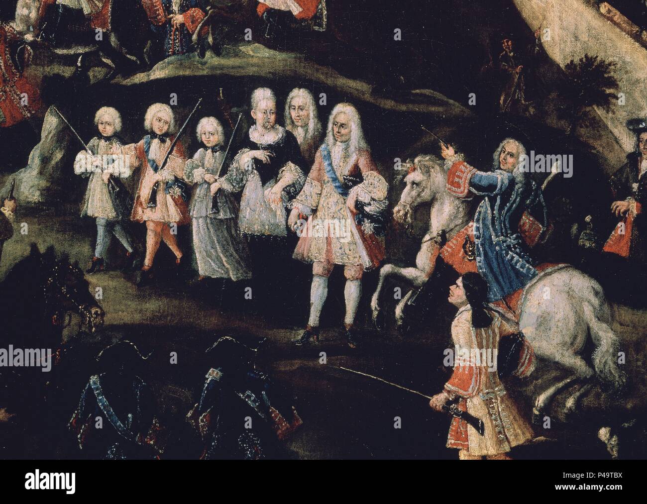 CACERIA DE LA MORALEJA - las mejores DEL REY - Siglo XVIII - CONJUNTO 132007. Autor: Toribio Álvarez (C. 1668-1739). Lage: PALACIO REAL - PINTURAS, RIOFRÍO, Segovia, Spanien. Stockfoto