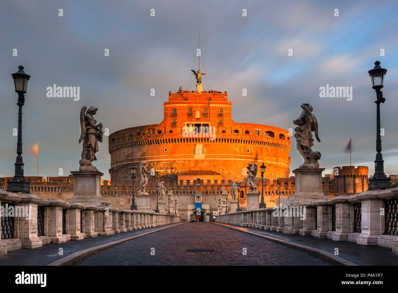 Sant'Angelo Schloss bei Sonnenaufgang Europa, Italien, Latium, Rom Hauptstadt Stockfoto