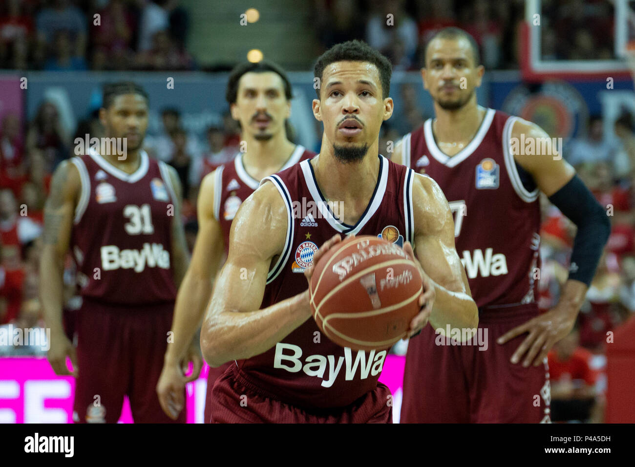 München, Deutschland. 16 Juni, 2018. Jared Cunningham (Nr. 9, FCB). Basketball, Basketball Bayern München (FCB) - Alba Berlin (B), Basketball Bundesliga BBL, Final, 5. Spiel, Saison 2017/2018, am 16/06/2018 in Muenchen/AUDIDOME/Deutschland. | Verwendung der weltweiten Kredit: dpa/Alamy leben Nachrichten Stockfoto