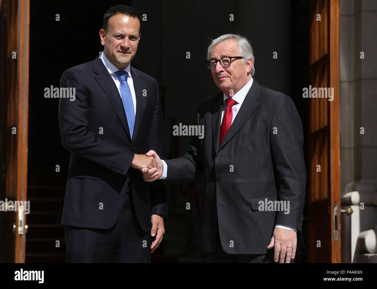 "Irland kommt zuerst". Aussage von Jean Claude Juncker, Präsident der Europäischen Kommission, wenn Sie Bezug auf die Brexit Verhandlungen mit Großbritannien, bei einem Besuch in Dublin, Irland Stockfoto
