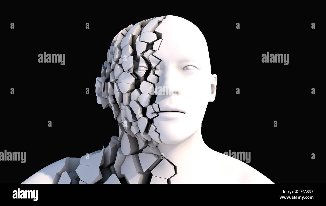 3D-Render. Head Human zerbrochen Stockfoto