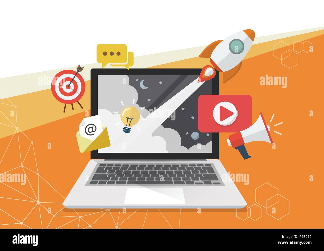 Digitales Marketing Konzept poster Design. Vector Illustration Stock Vektor