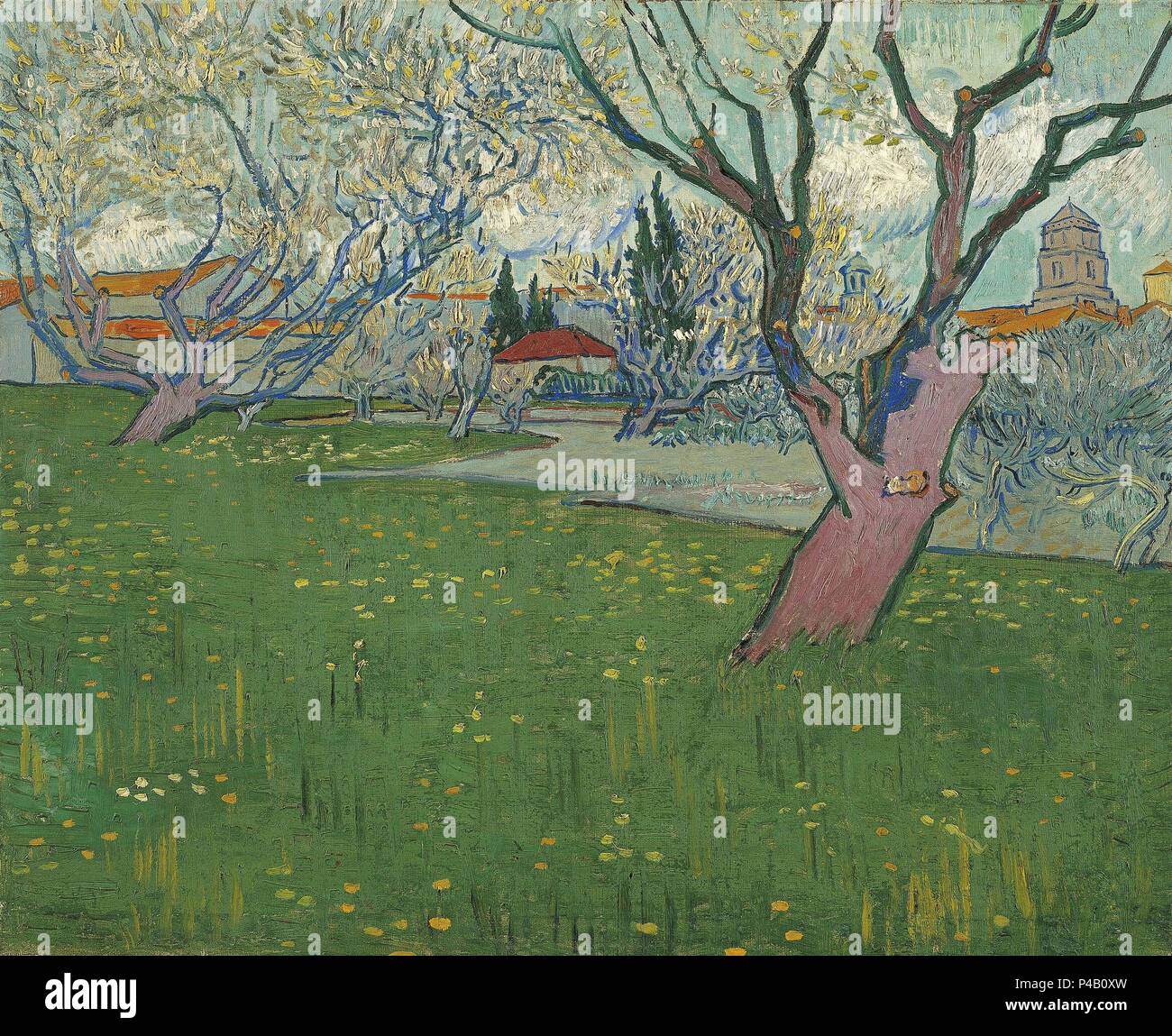Niederländische Schule. Blühender Obstgarten in Arles. 1889. Öl auf Leinwand (50,5 x 65 cm). Amsterdam, Van Gogh Museum. Autor: Vincent van Gogh (1853-1890). Ort: Van Gogh Museum, Amsterdam, HOLANDA. Stockfoto