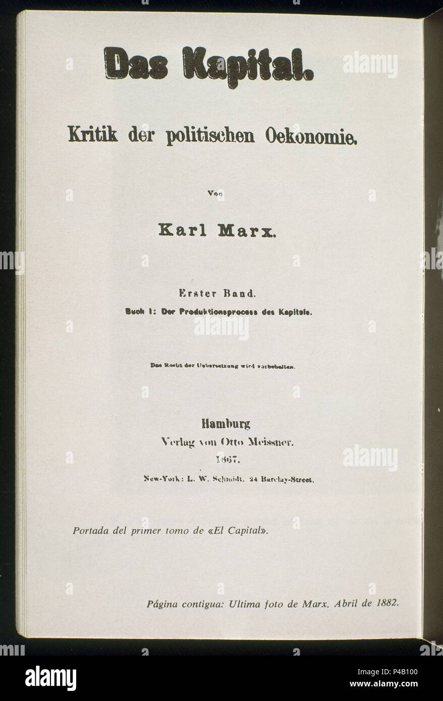 Titelseite von Karl Marx' "Kapital", das 1867 veröffentlicht wurde. Autor: Marx, Karl. Stockfoto