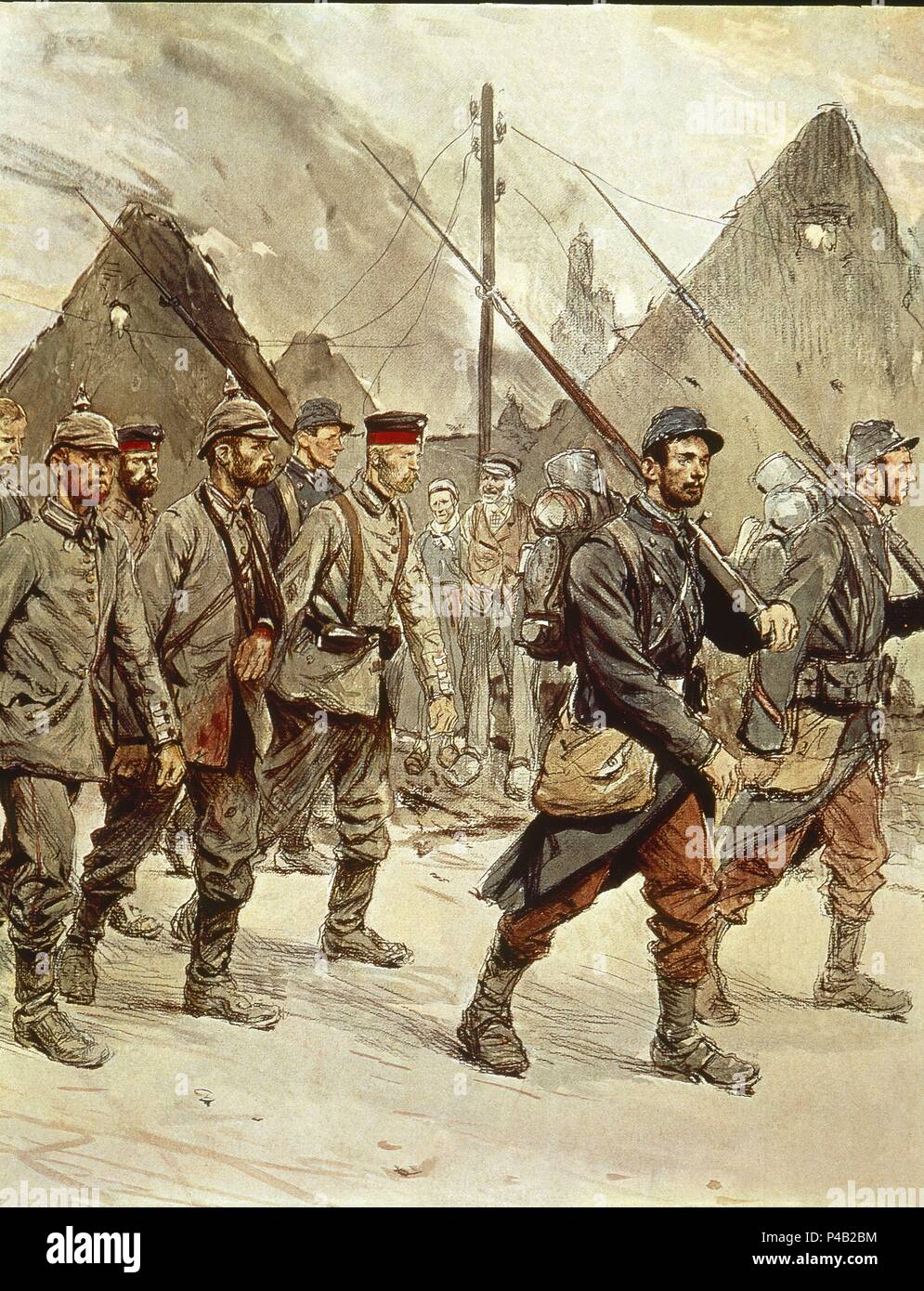 PRISIONEROS ALEMANES EN LA PRIMERA GUERRA MUNDIAL-1918. Stockfoto