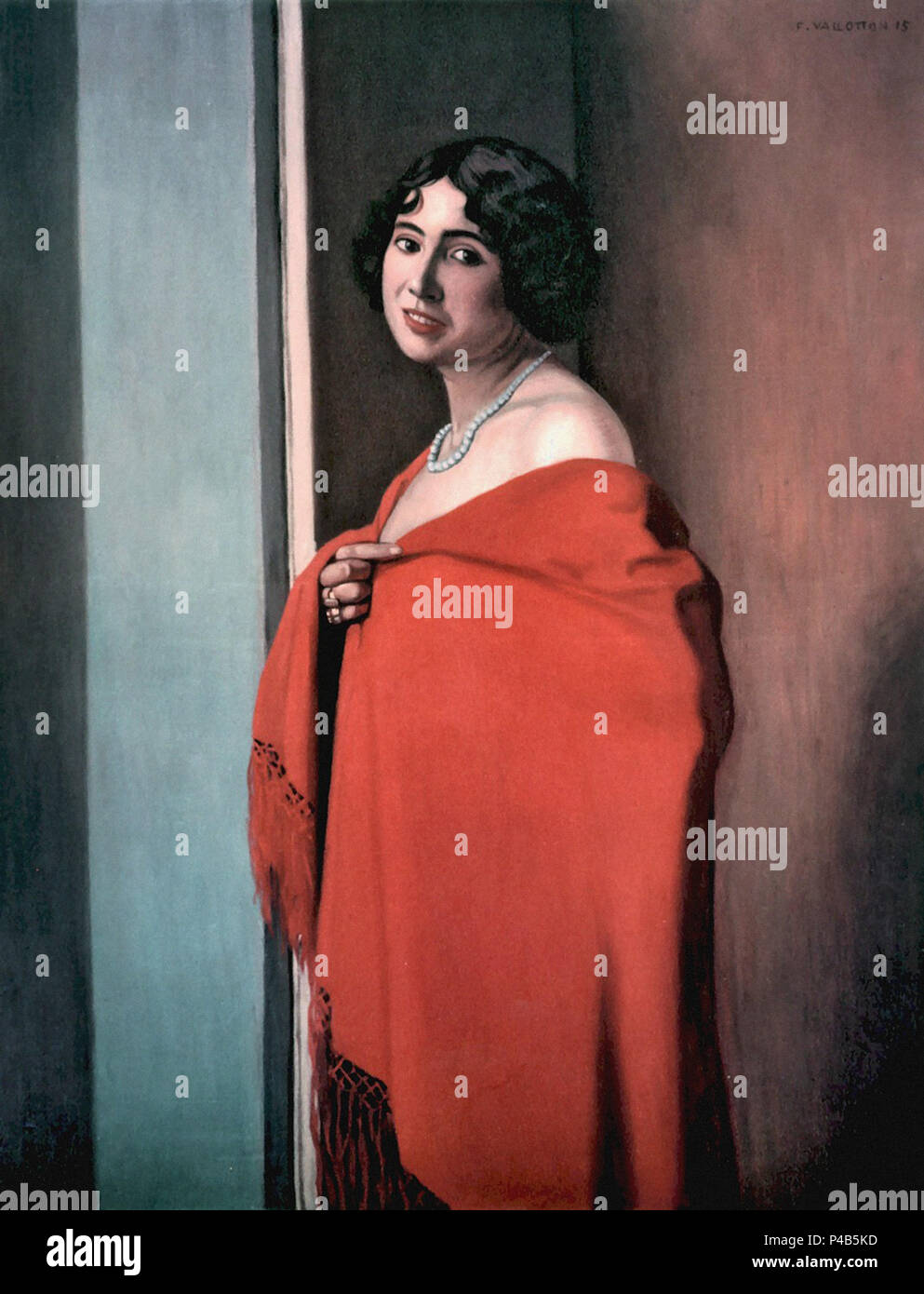 Vallotton Felix-Frau mit rotem Schal Stockfoto