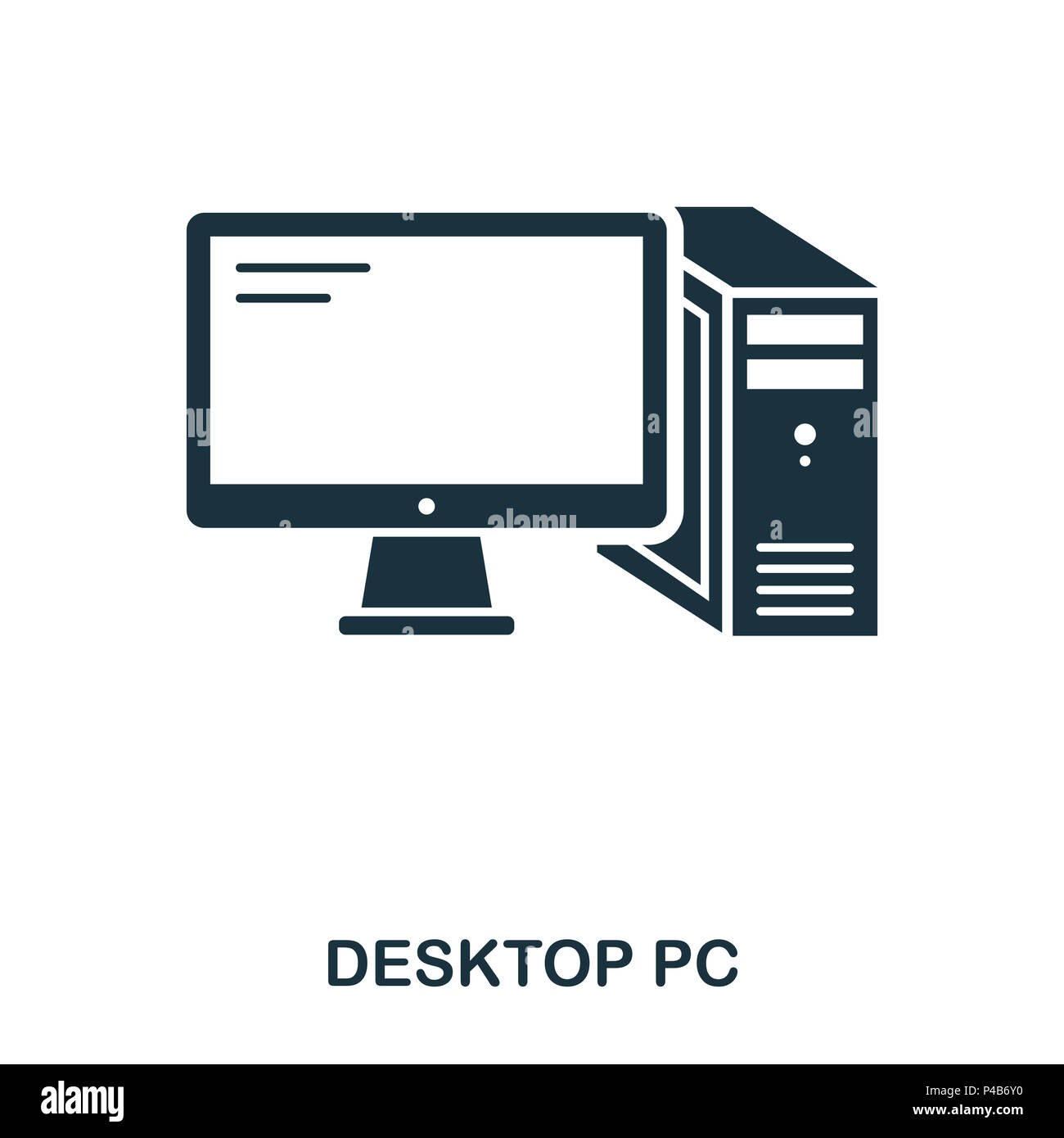 Desktop-PC-Symbol. Line Style Icon Design. UI. Abbildung: der Desktop-PC-Symbol. Piktogramm isoliert auf Weiss. Fertig in web design, Anwendungen, Software, Druck verwenden. Stockfoto
