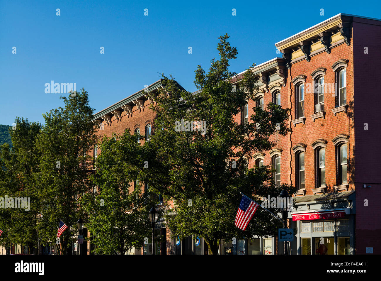 USA, New York, Hudson Valley Region, Rundumleuchte, der Innenstadt von Gebäuden Stockfoto