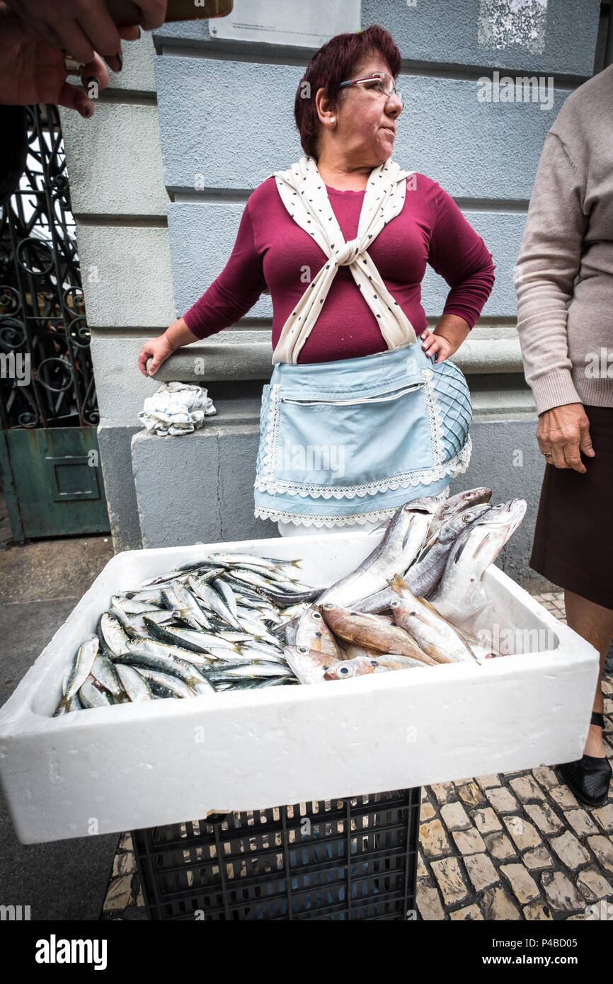 Marktstand, Mercado de Bolhao, Porto, Portugal, Europa Stockfoto