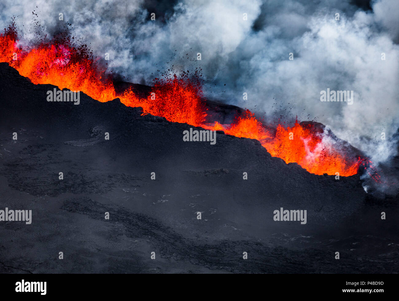 Vulkanausbruch In Der Bardarbunga Holuhraun Riss In Der Nahe Von Vulkan Island August 29 2014 Ein