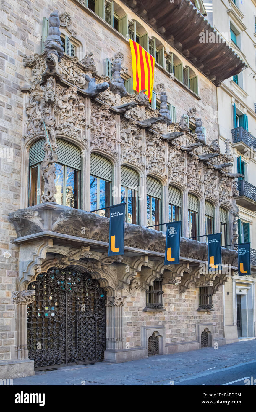 Stadt Barcelona, Baro de Cuadras Palace, Detail, modernistischen Architektur, Spanien Stockfoto