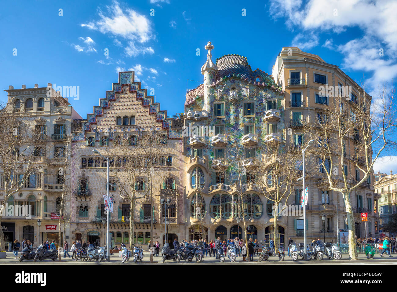 Stadt Barcelona, Casa Batlló (Gaudí Batllo Haus), Architekt, Spanien Stockfoto