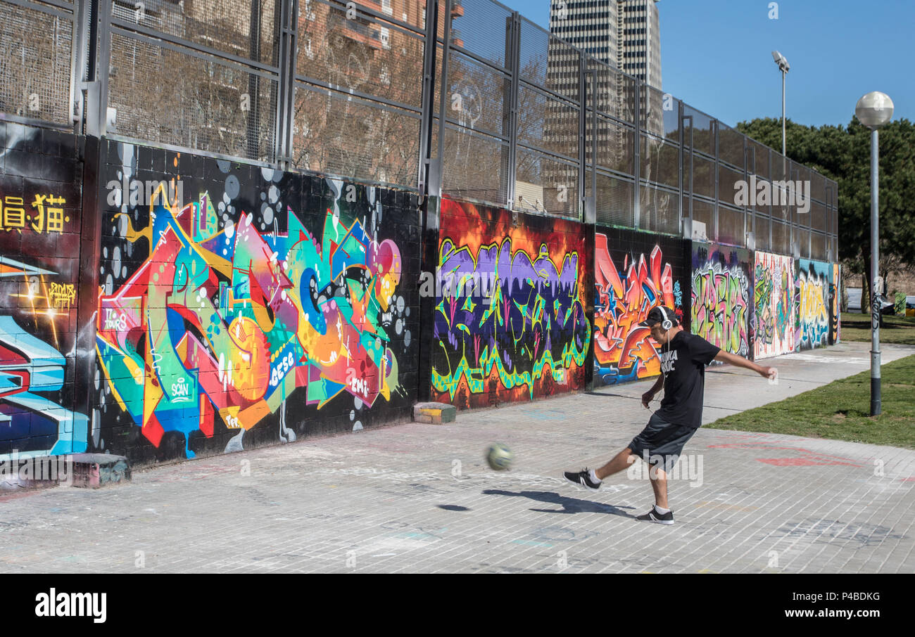 Spanien, Barcelona, Graffiti im Old Town Stockfoto