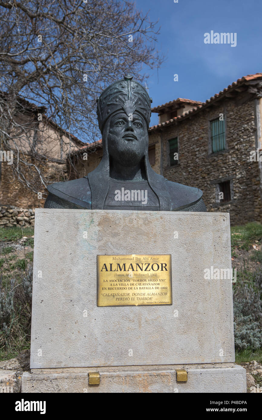 Spanien, Provinz Soria, Calatañazor Stadt, Almanzor Denkmal Stockfoto