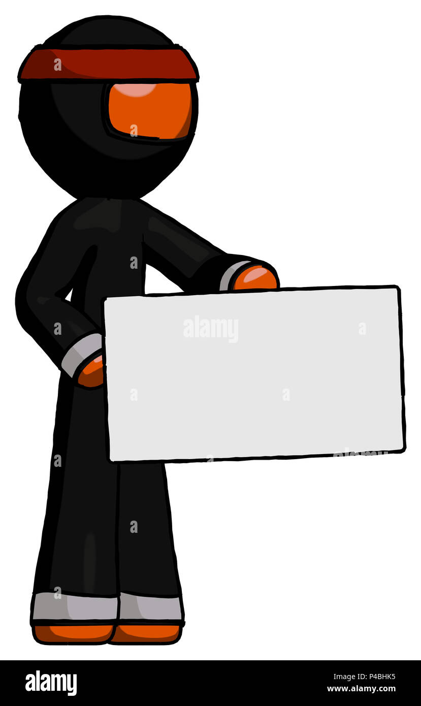 Orange ninja Mann mit großen Umschlag. Stockfoto