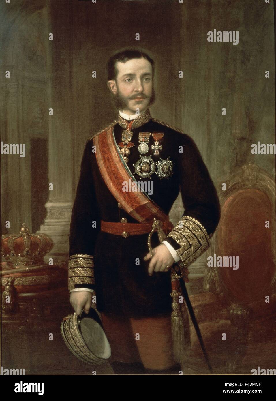 RETRATO DEL REY Alfonso XII. Autor: José María Romero y López (1815-1880). Ort: BANCO DE ESPAÑA - COLECCION ARTE, MADRID, SPANIEN. Stockfoto