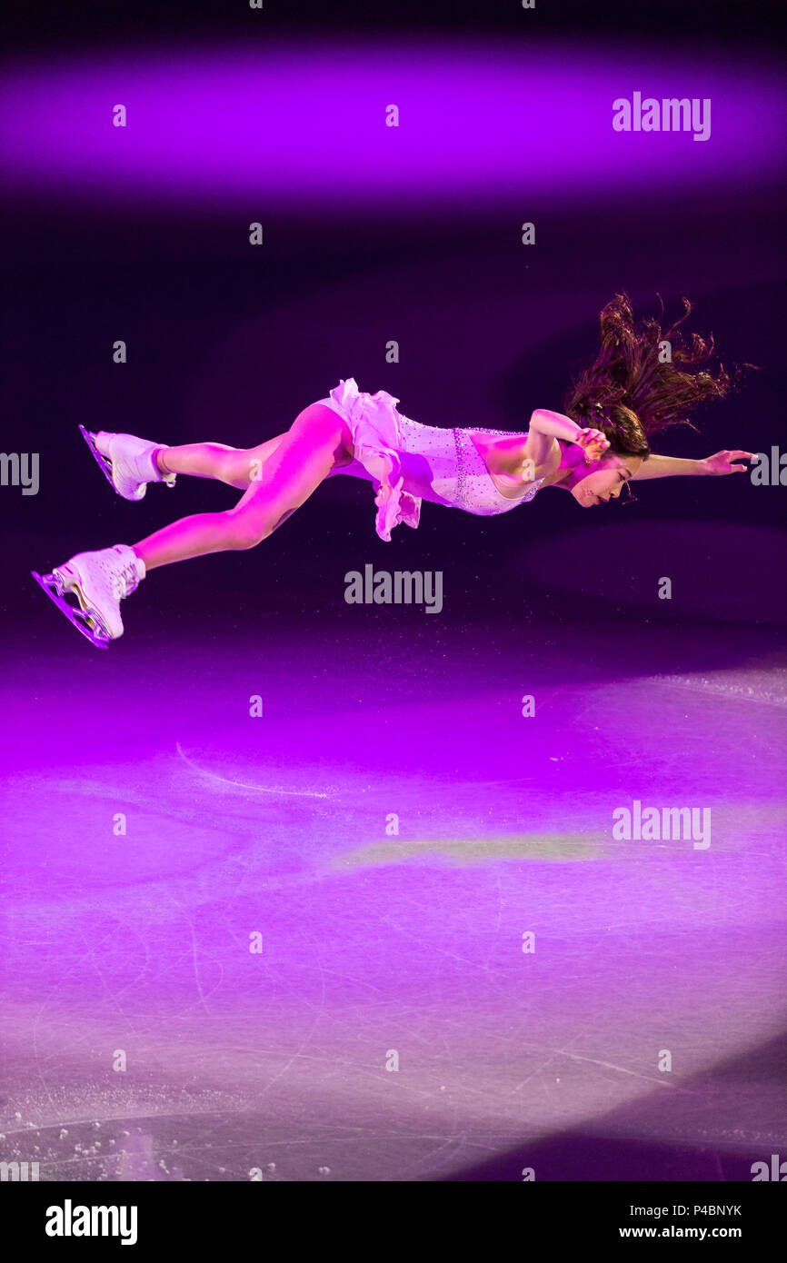 Junge Koreanische weibliche Figur skater an der Eiskunstlauf Gala-Ausstellung bei den Olympischen Winterspielen PyeongChang 2018 durchführen Stockfoto