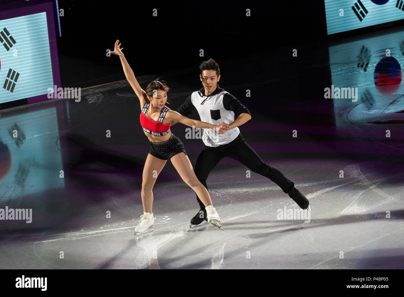 Kim Kyueun/Kam Alex Kang Chan (KOR) durchführen an den Eiskunstlauf Gala-Ausstellung bei den Olympischen Winterspielen PyeongChang 2018 Stockfoto