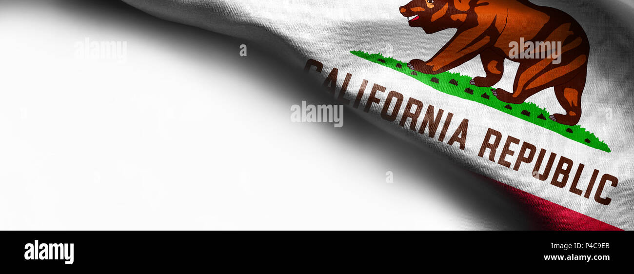 Flagge des Staates Kalifornien Flagge Rand auf weißem Hintergrund Stockfoto