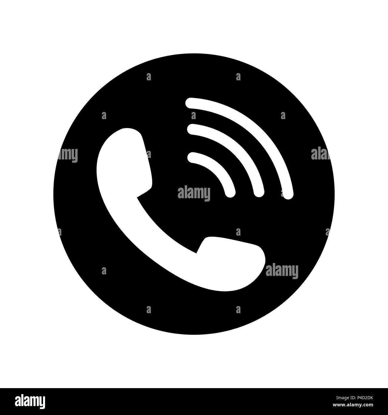 Auf das Symbol "Telefon" in schwarzer Kreis. Telefon Symbol Stock Vektor