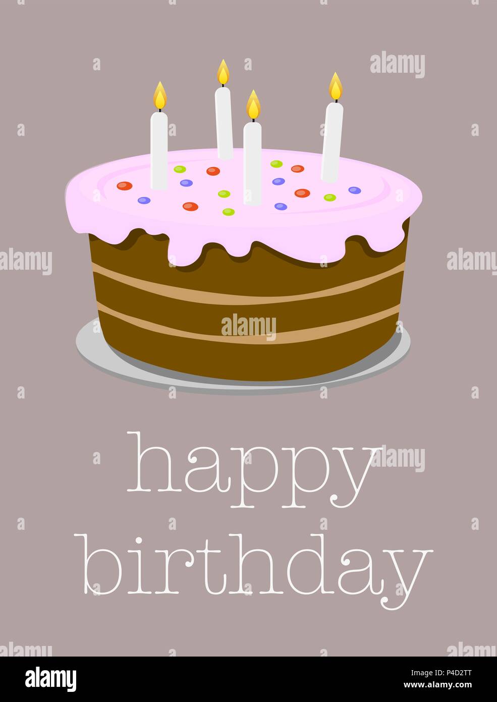 Geburtstag Grußkarte mit Geburtstag Kuchen Abbildung Stock Vektor