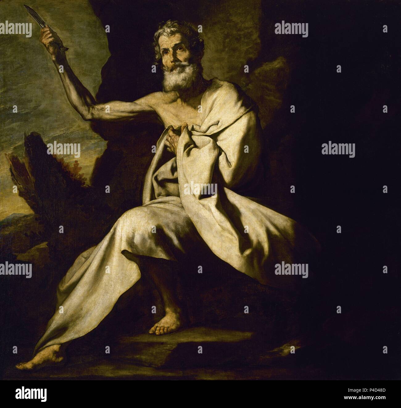 SAN BARTOLOME - 1641-OLEO/LIENZO - 183 x 197 cm - NP1100 - BARROCO ESPAÑOL. Thema:: Lanfranco (1591-1652). Lage: Museo del Prado - PINTURA, MADRID, SPANIEN. Stockfoto