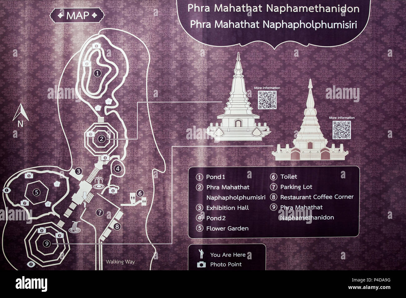 Doi Inthanon Thailand Karte Lokalisierung Attraktion Informationen Stockfoto