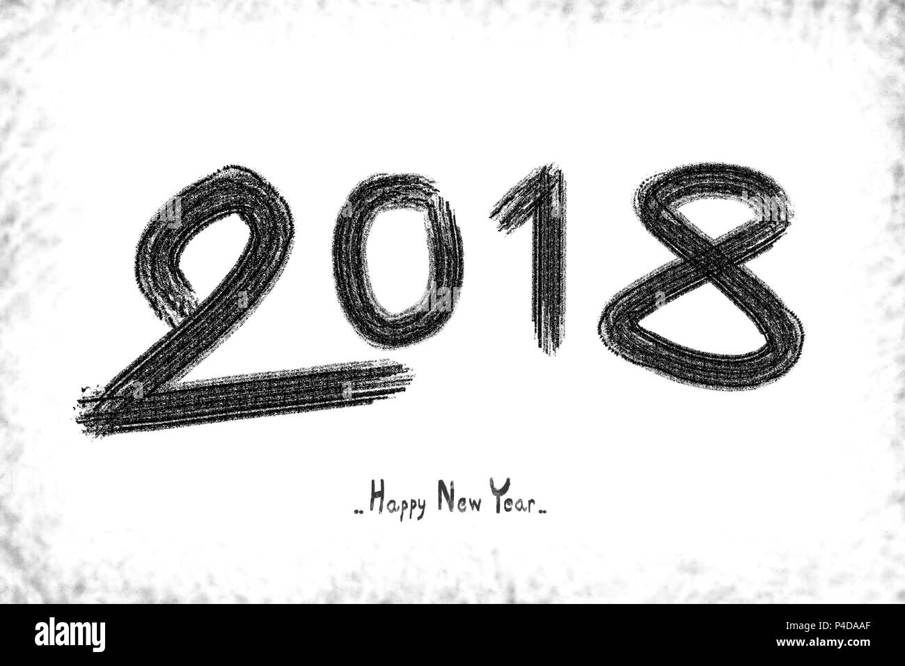2018 Frohes neues Jahr. Text kalligrafischen Schrift design Karte Vorlage. Kreative Typografie für Begrüßung Geschenk Poster. Kalligraphie font style Ban Stockfoto