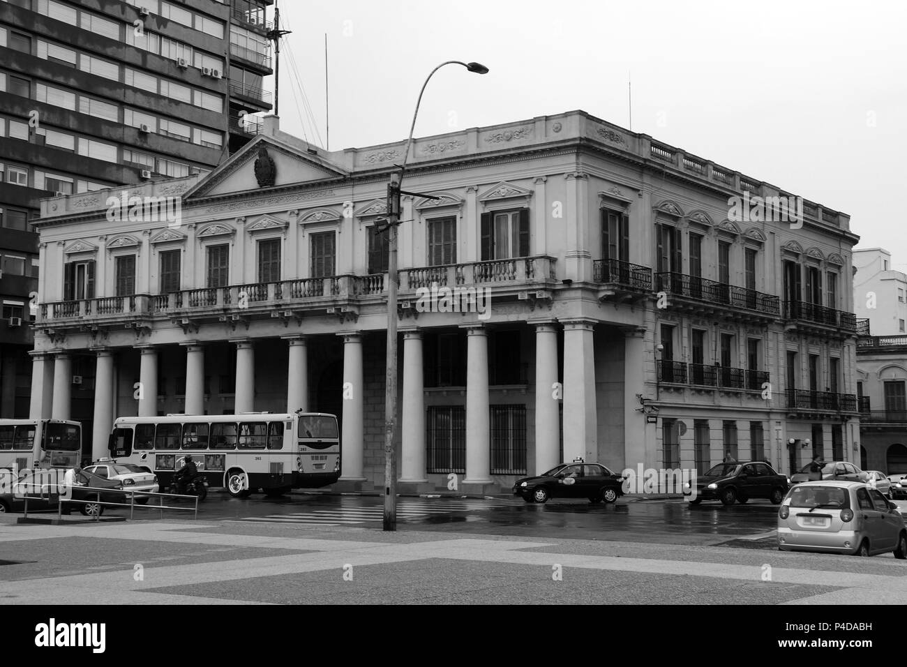 Estevez Palast Stadt Montevideo Uruguay Architektur downtownblack Weiß Stockfoto