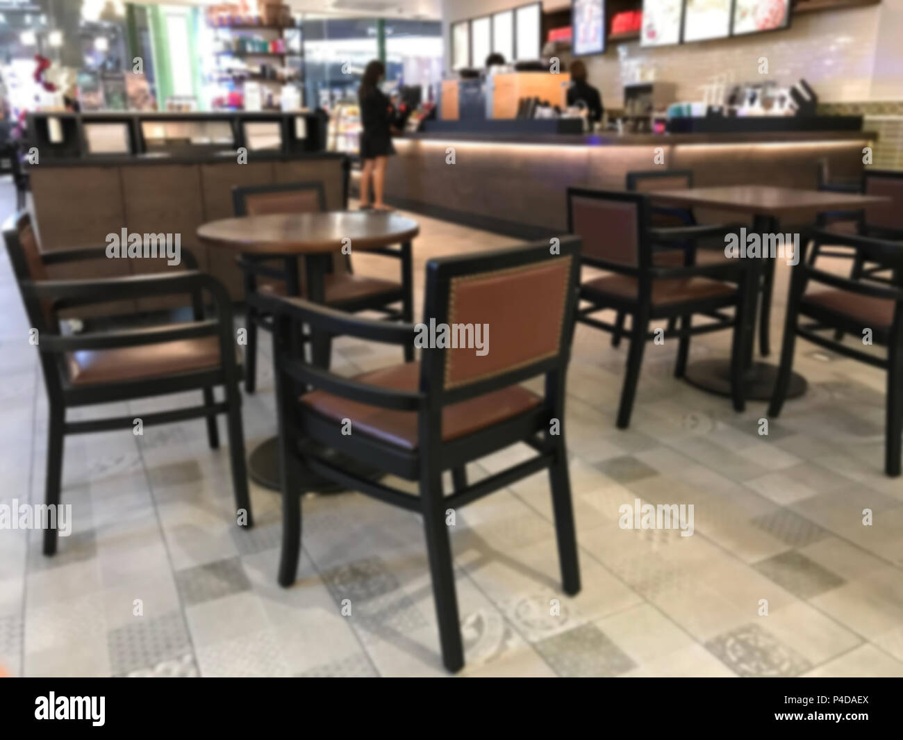 Moderne Coffee Shop Cafe Innenraum, blur Hintergrund. Stockfoto