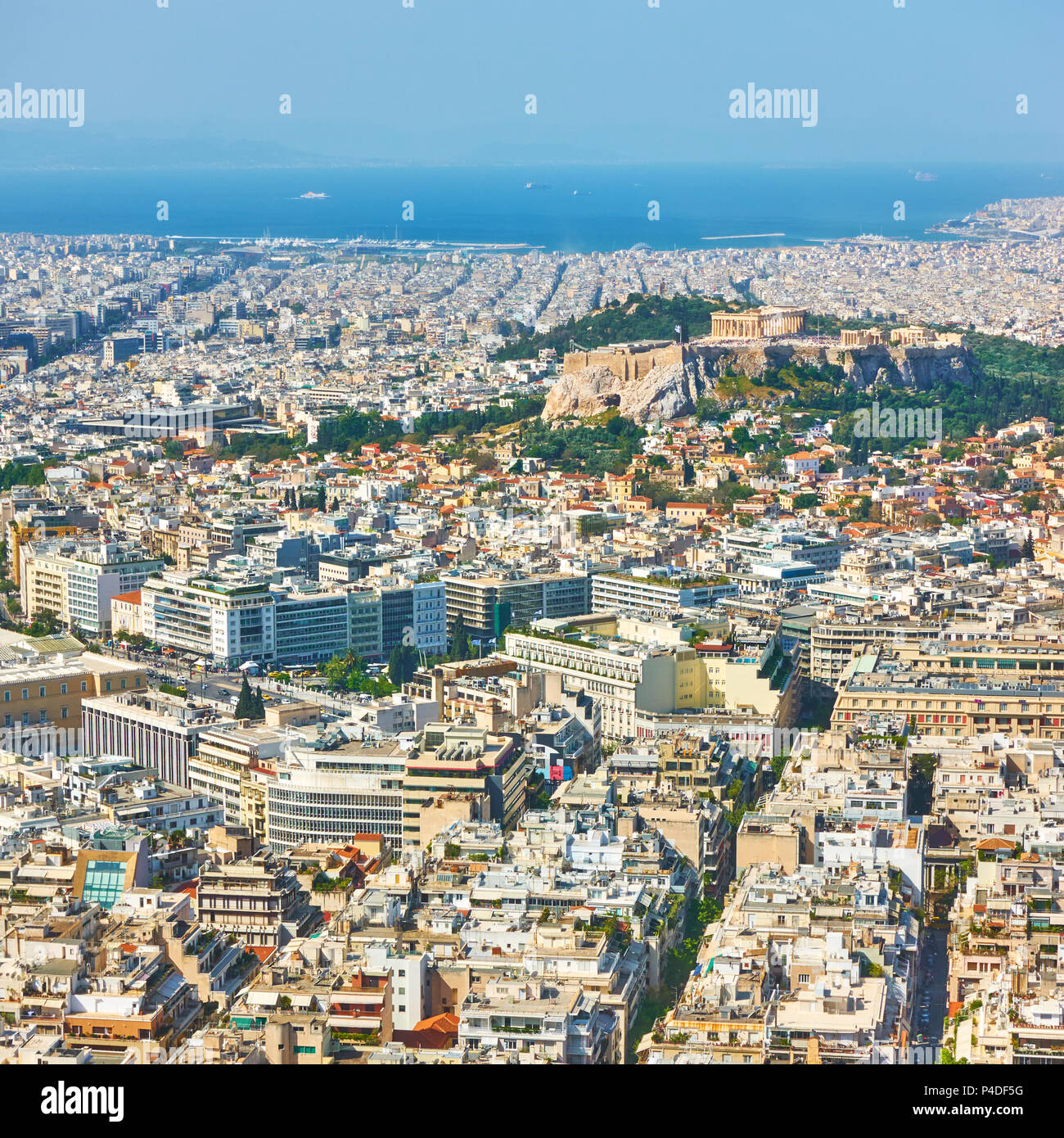 Blick auf die Stadt Athen vom Mount Lycabettus, Griechenland Stockfoto
