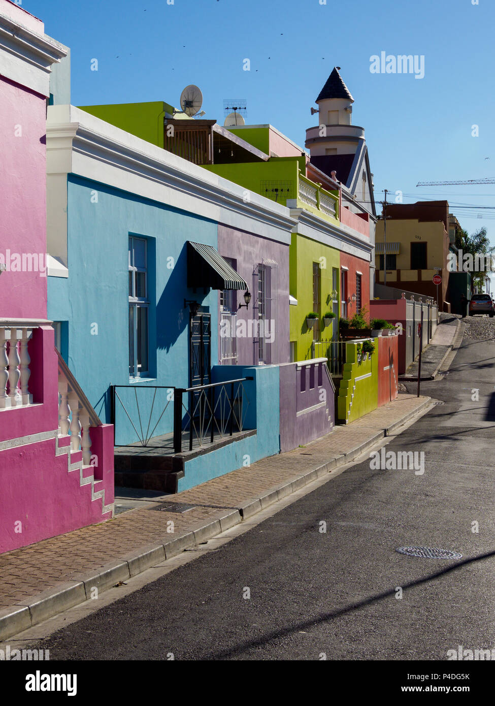 Bemalte Häuser Bo Kaap Bezirk Kapstadt Südafrika Stockfoto