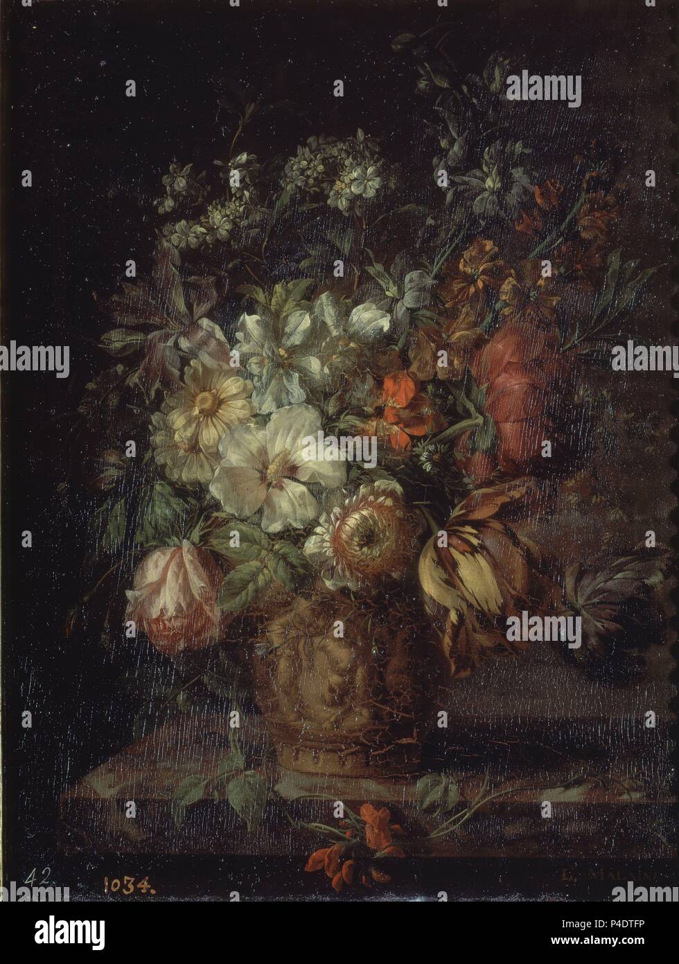 'Vase', 18. Jahrhundert, Öl auf Leinwand, 38 x 28 cm, P 02286. Autor: Joseph-Laurent Malaine (1745-1809). Lage: Museo del Prado - PINTURA, MADRID, SPANIEN. Stockfoto