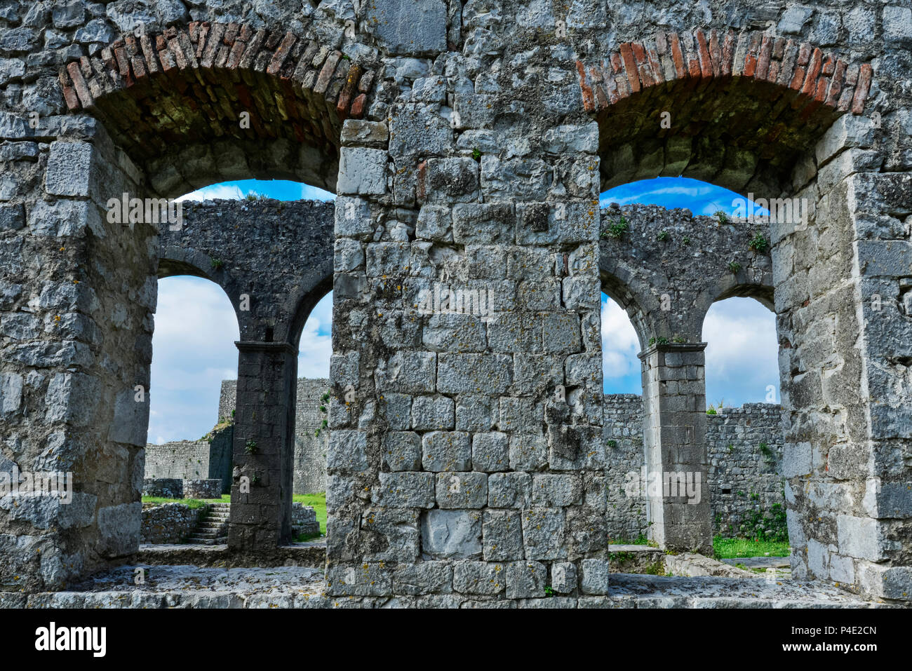 Rozafa schloss, Fatih Sultan Mehmet Moschee, Shkodra, Albanien Stockfoto