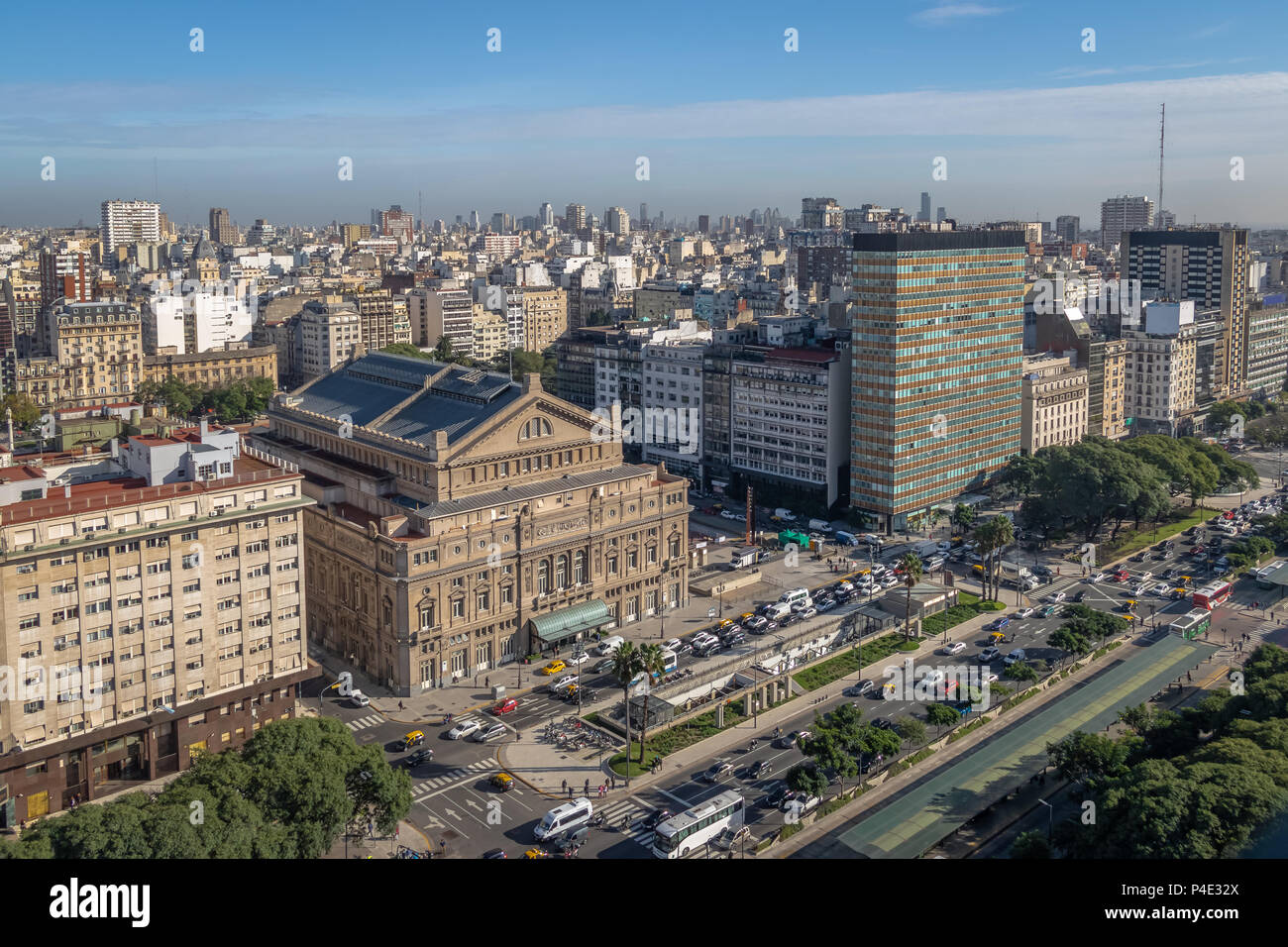 Luftaufnahme von 9 de Julio Avenue - Buenos Aires, Argentinien Stockfoto