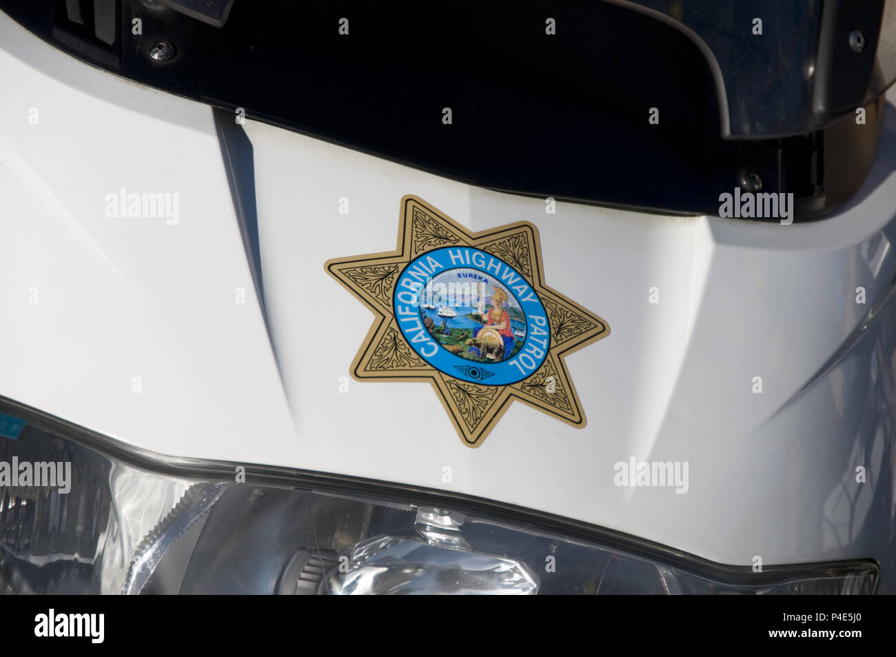 California Highway Patrol Motorrad Detail Stockfoto