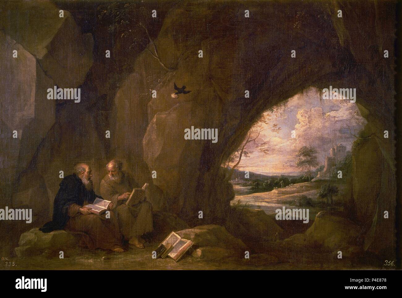 St. Paul, erste Einsiedler und St. Antonius Abt. Leinwand (0,63 x 0,94). Madrid, Prado Museum. Autor: David Teniers der Jüngere (1610-1690). Lage: Museo del Prado - PINTURA, MADRID, SPANIEN. Stockfoto