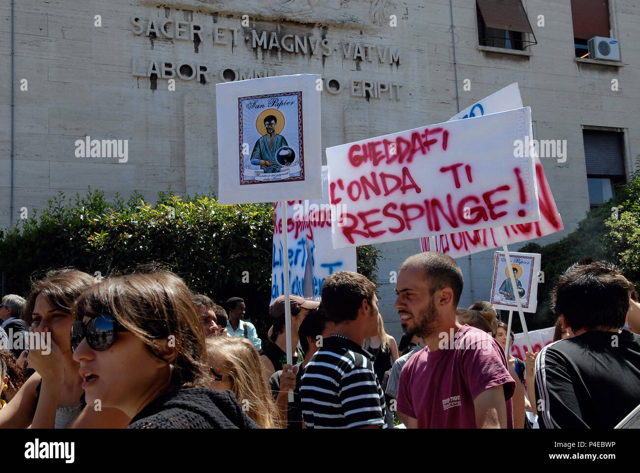 Studenten Demonstration gegen die Politik der Regierung, der öffentlichen Universität "La Sapienza". Rom, Italien. Stockfoto