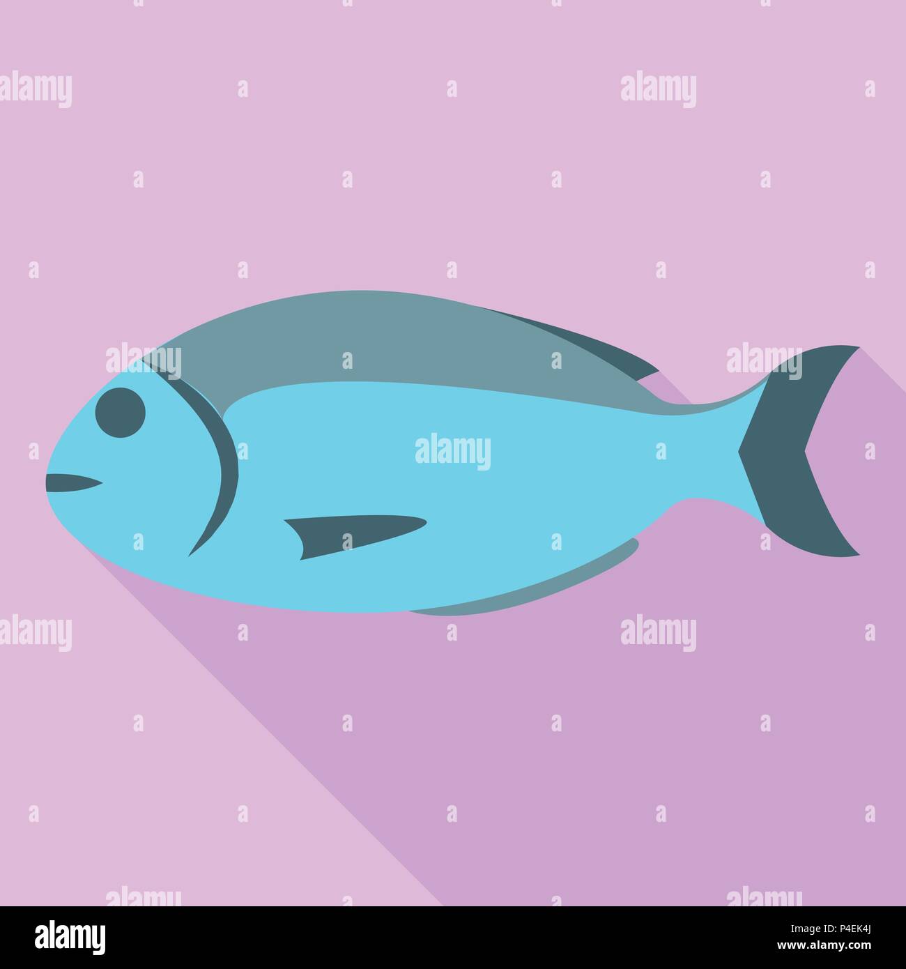 Sea Fish Symbol, flacher Stil Stock Vektor