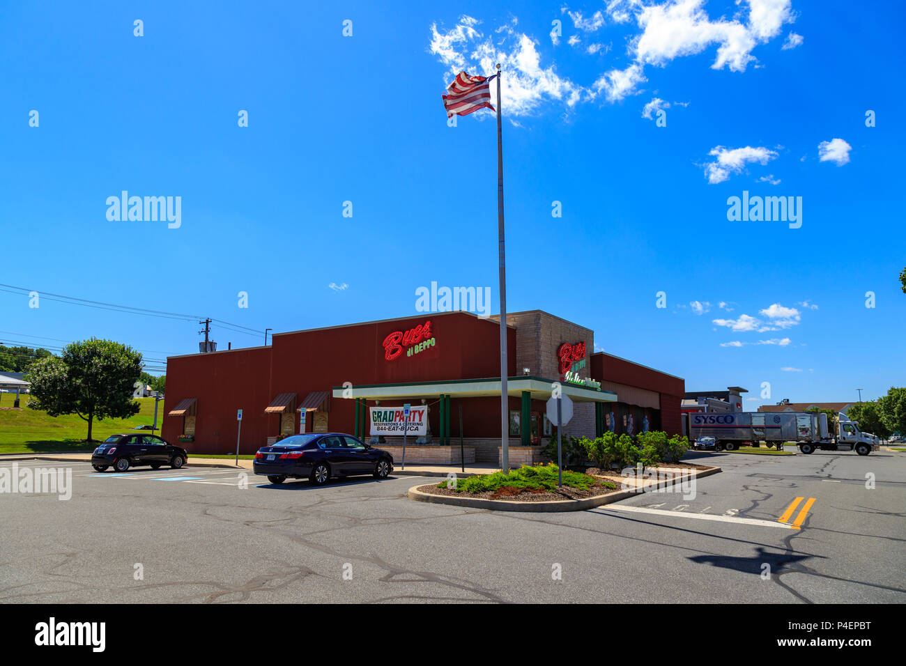 Wyomissing, PA, USA - 14. Juni 2018: Buca di Beppo ist eine US-amerikanische Restaurantkette mit 92 Standorten in Italiener essen spezialisiert. Stockfoto