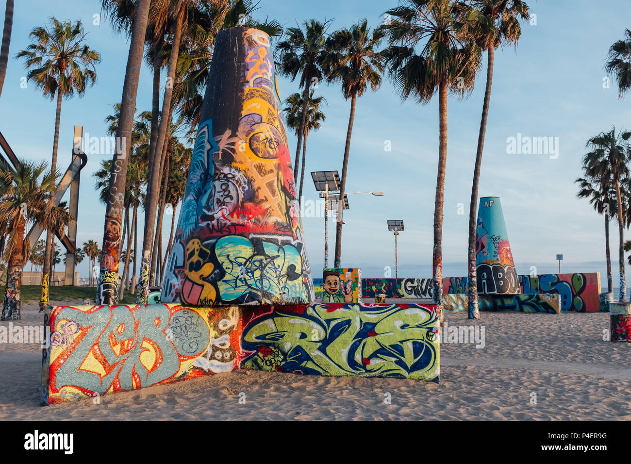 Graffiti Wand in Venice Beach, CA United States Stockfoto