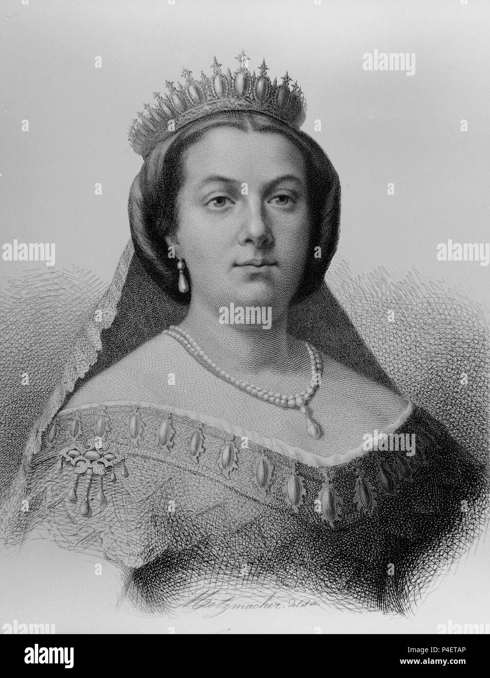 ISABEL II. von Bourbon - 1830/1904. Autor: METZMACHER. Lage: MUSEO ROMANTICO - GRABADO, MADRID, SPANIEN. Stockfoto