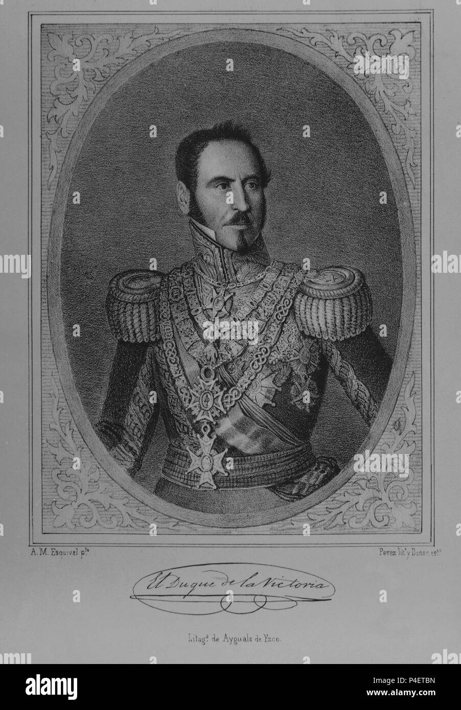 LITOGRAFIA DEL GENERAL BALDOMERO ESPARTERO REGENTE DE REINO - 1793/1879. Autor: wenceslao Ayguals de Izco (1801-1875). Lage: MUSEO ROMANTICO - GRABADO, MADRID, SPANIEN. Stockfoto