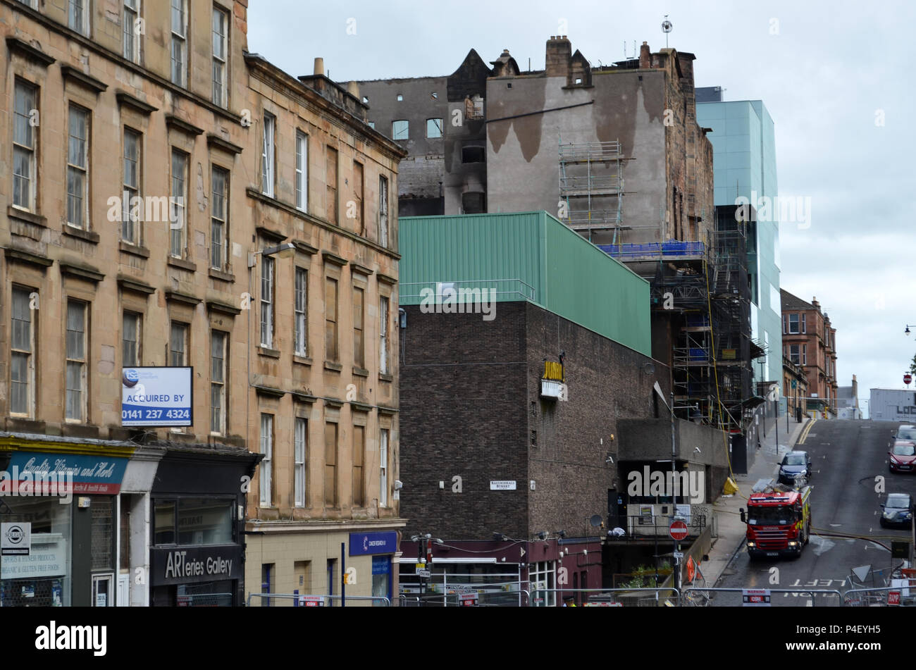 Glasgow School of Art Gebäude nach dem Brand 2018 Stockfoto