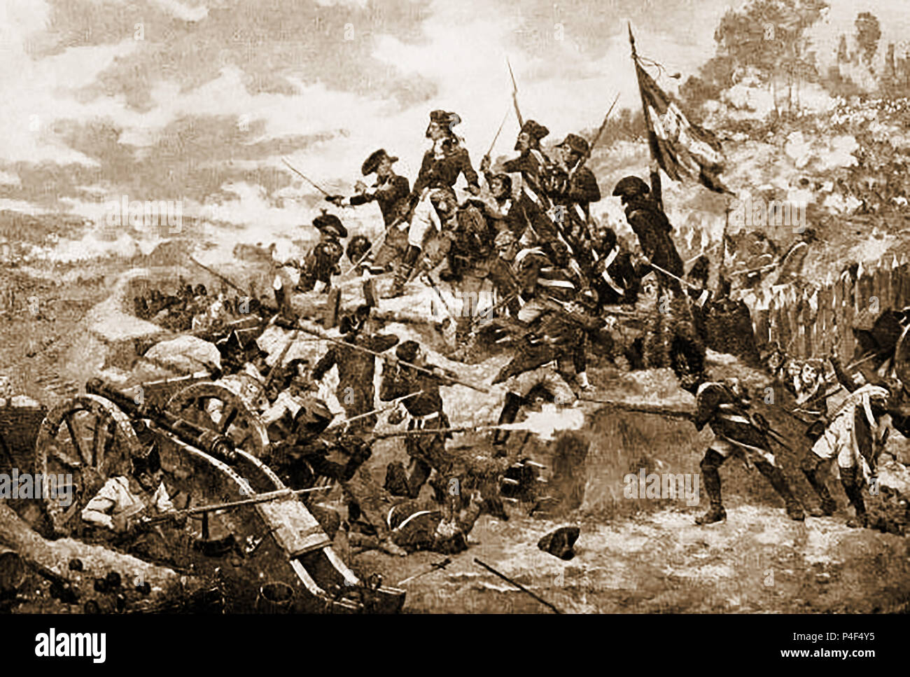 1899 zeigt eine Szene aus der Schlacht von Jemappes, Belgien (6. November 1792). Französischen revolutionären Kriege Stockfoto