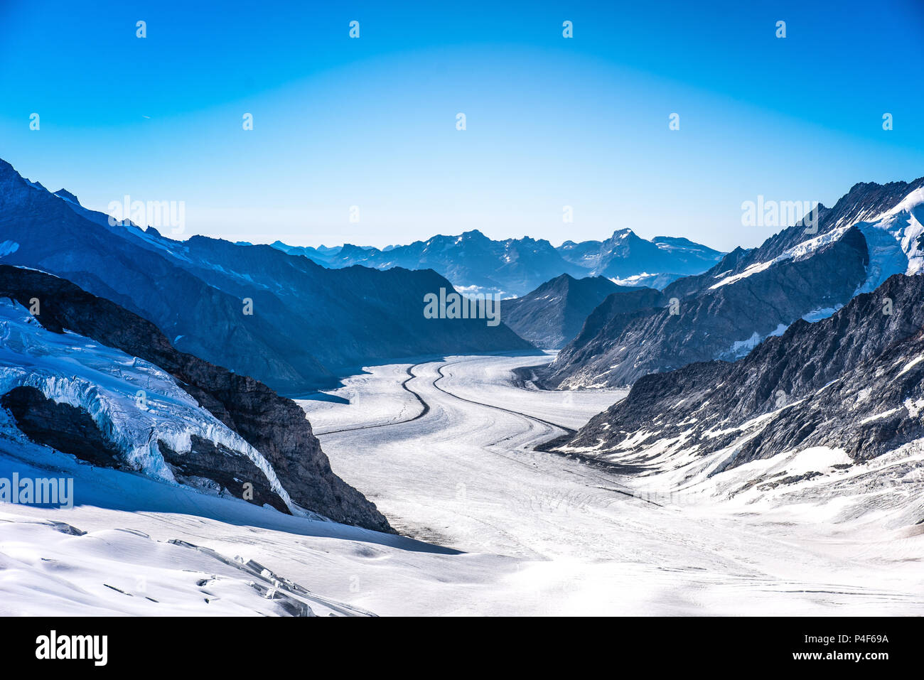 Aletsch Gletscher - Eis Landschaft in den Alpen der Schweiz, Europa Stockfoto