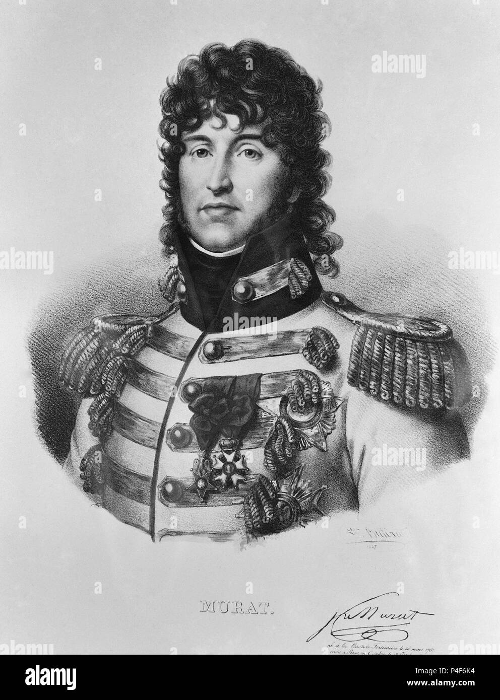 RETRATO DE JOACHIM MURAT MARISCAL DE FRANCIA Y REY DE NAPOLES - LITOGRAFIA S XIX. Lage: MUSEO ROMANTICO - GRABADO, MADRID, SPANIEN. Stockfoto