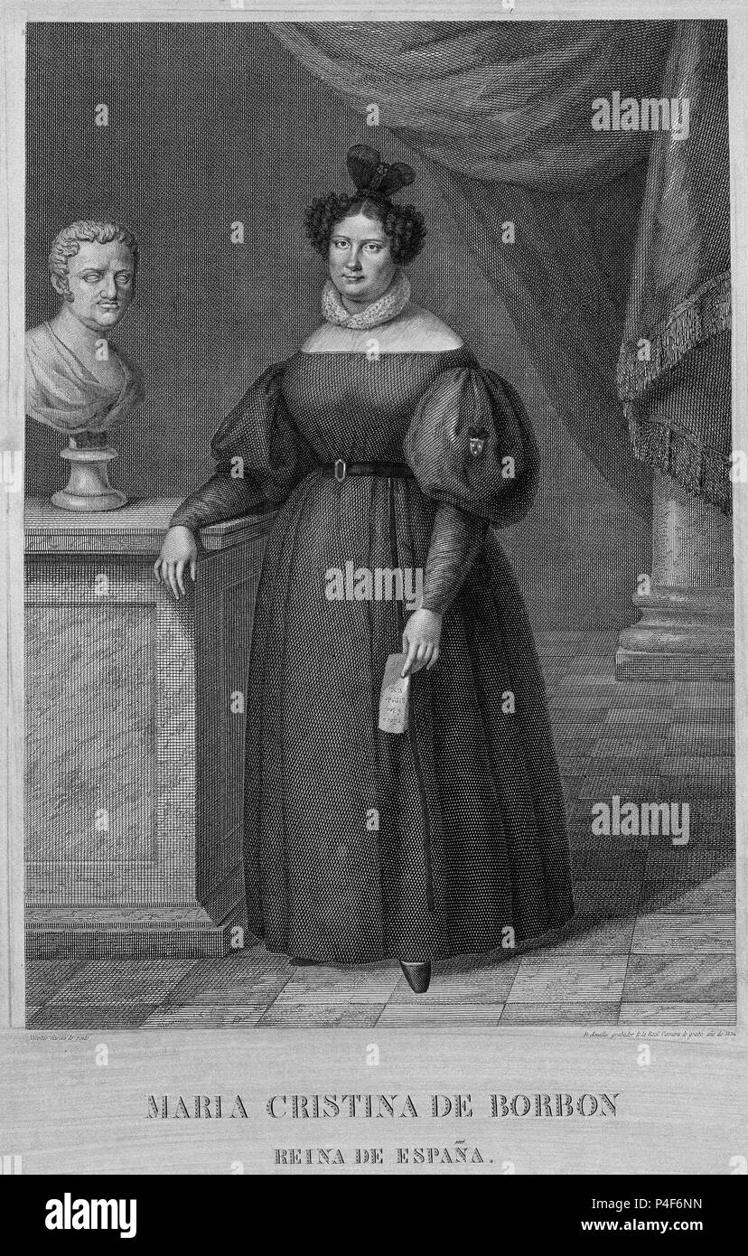 RETRATO DE MARIA CRISTINA DE BORBON - SIGLO XIX. Lage: MUSEO ROMANTICO - GRABADO, MADRID, SPANIEN. Stockfoto