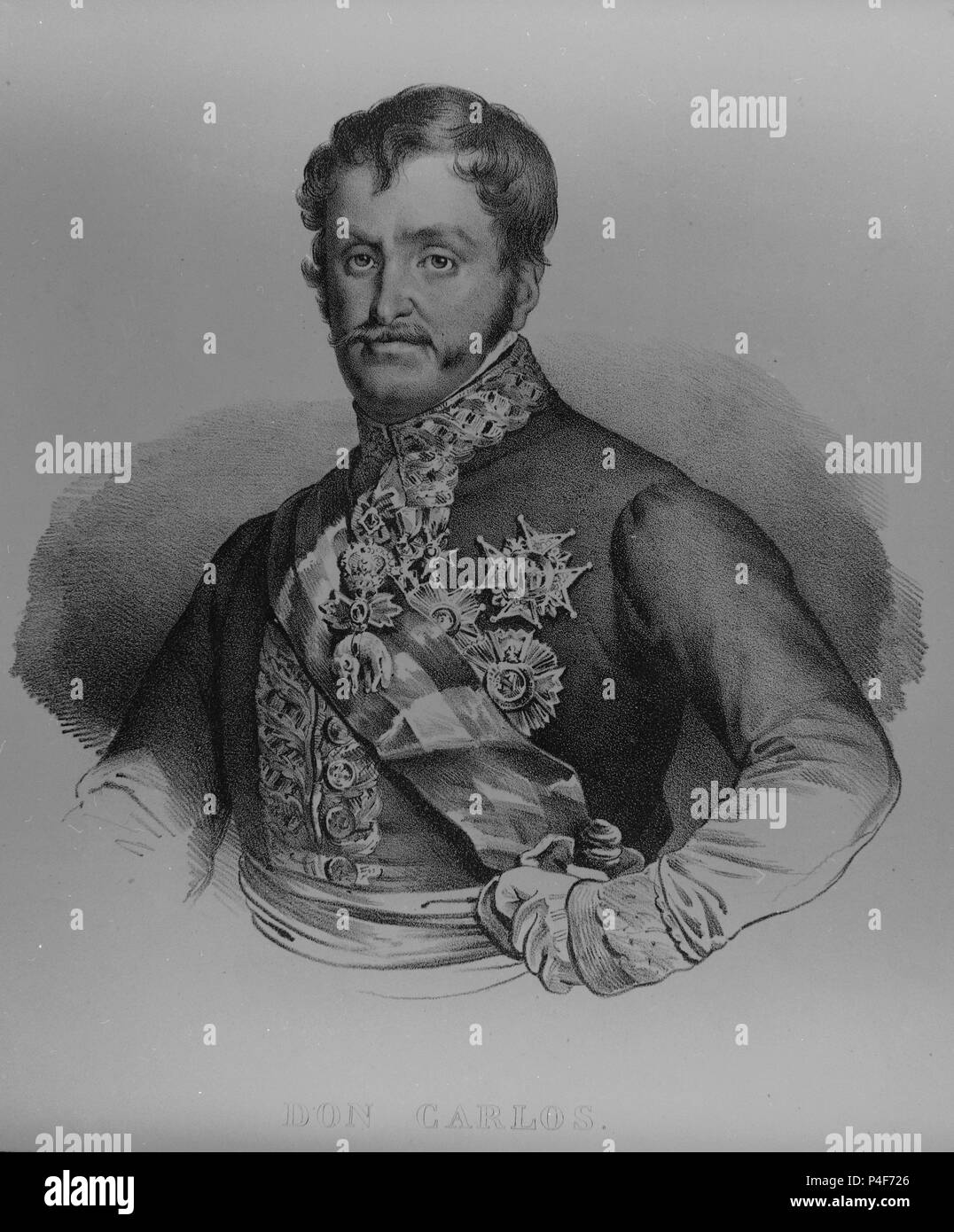 RETRATO DE DON FRANCISCO DE ASIS ESPOSO de Isabel II - 1822/1902 - GRABADO S XIX. Lage: MUSEO ROMANTICO - GRABADO, MADRID, SPANIEN. Stockfoto