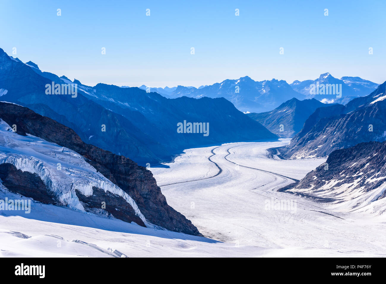 Aletsch Gletscher - Eis Landschaft in den Alpen der Schweiz, Europa Stockfoto